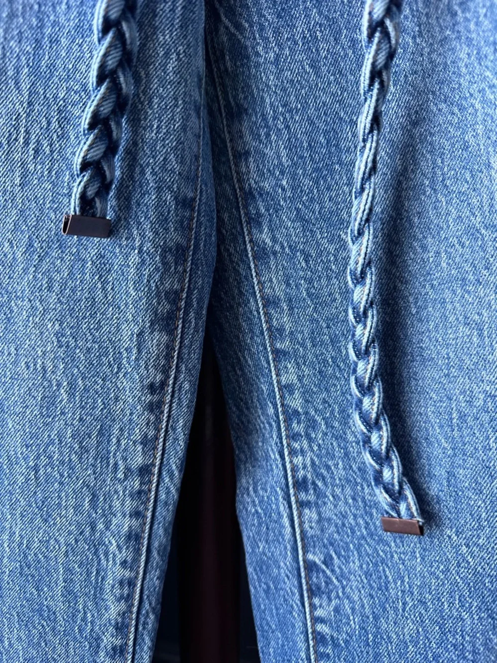 KENSIE JEANS The Carla High-Rise Wide Leg Blue Jeans with Braided Belt -0/25 - Picture 3 of 9